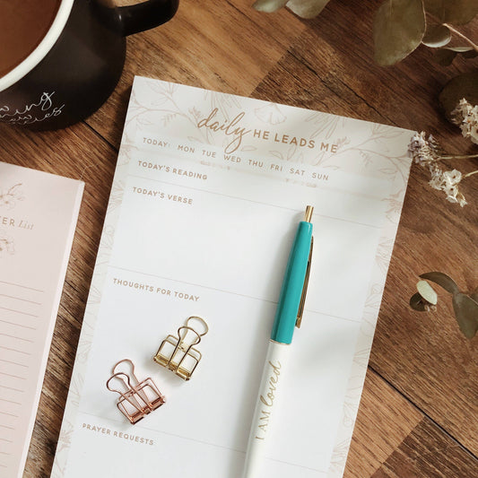 Daily He Leads Me Notepad | Blush Floral